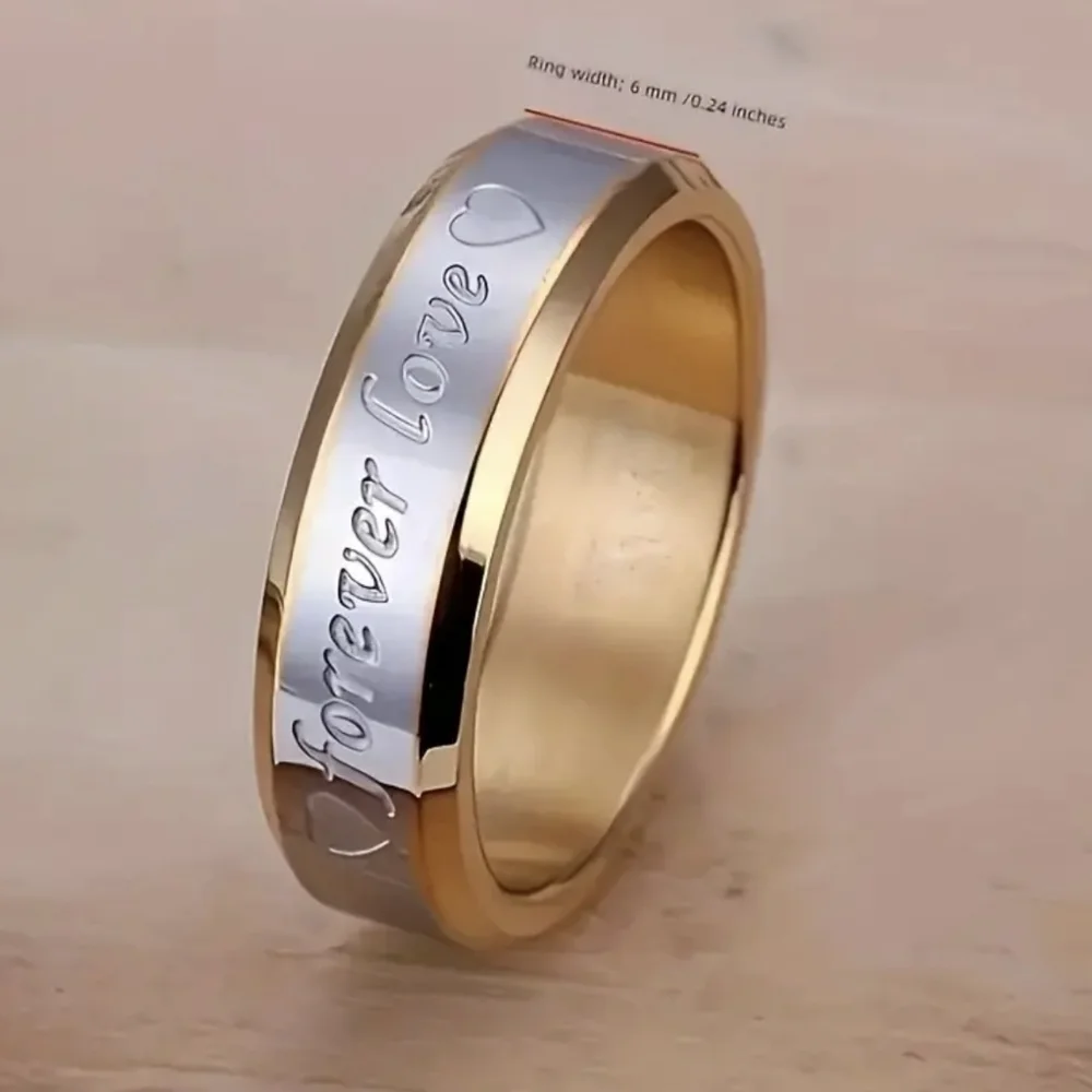 New 1pc Stainless Steel 18k Golden Plated Wedding Ring, T1B6G